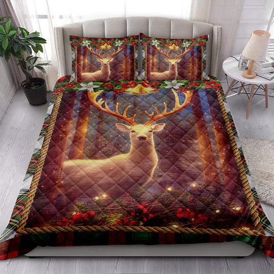 White Deer Withmas Lightmass Bedding Set, Christmas Beddings, Xmas Bedding Sets