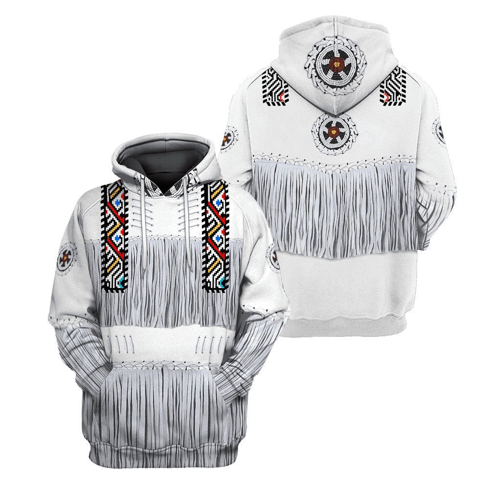 White Native American All Over Printed Hoodie, Native American Hoodie, 3D Native American Hoodie