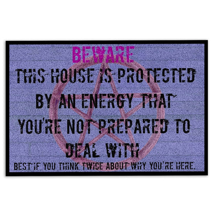 Wicca Welcome Doormat, Beware This House Is Protected By An Energy Wicca Witch Welcome Doormat, Indoor Outdoor Doormat Home Decor