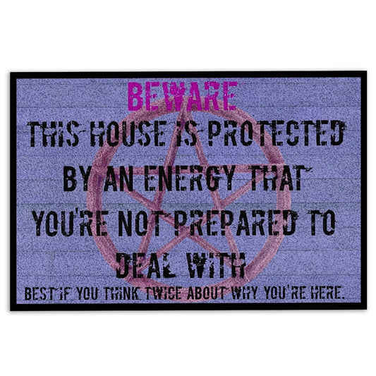 Wicca Welcome Doormat, Beware This House Is Protected By An Energy Wicca Witch Welcome Doormat, Indoor Outdoor Doormat Home Decor