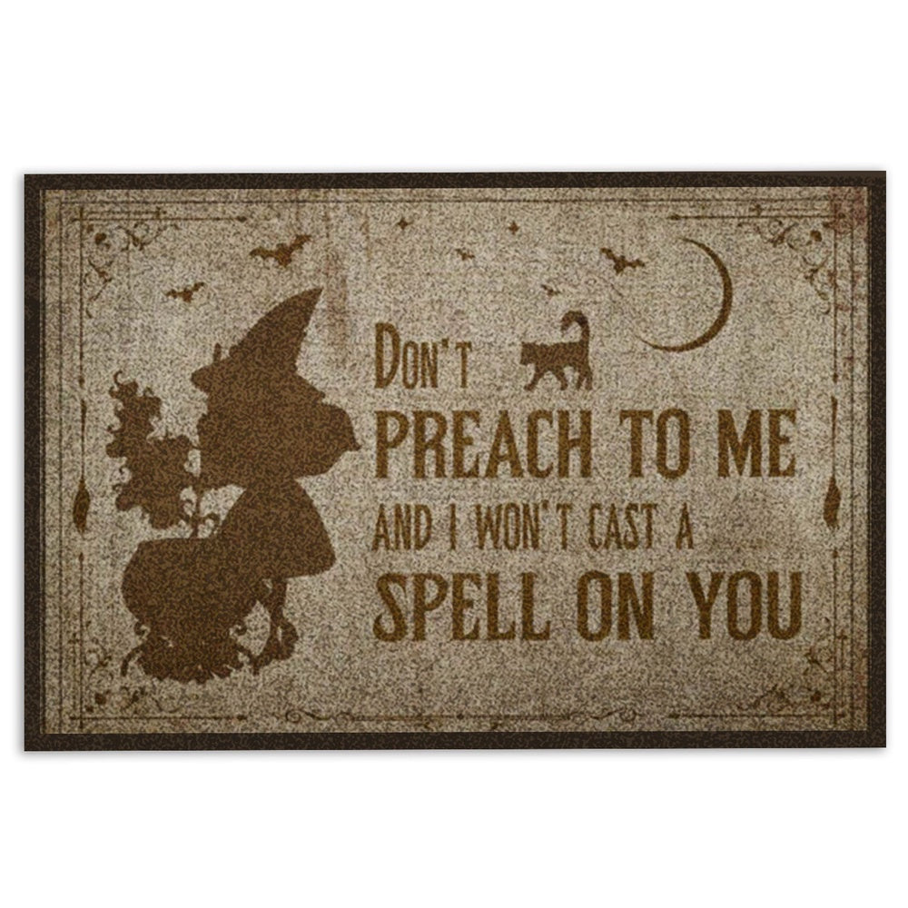 Wicca Welcome Doormat, Don't Preach To Me Wicca Witch Welcome Doormat, Indoor Outdoor Doormat Home Decor