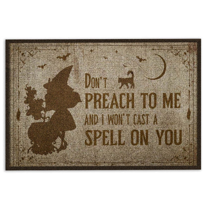 Wicca Welcome Doormat, Don't Preach To Me Wicca Witch Welcome Doormat, Indoor Outdoor Doormat Home Decor