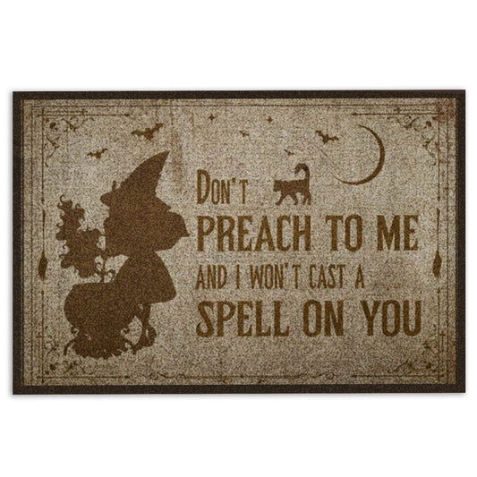 Wicca Welcome Doormat, Don't Preach To Me Wicca Witch Welcome Doormat, Indoor Outdoor Doormat Home Decor