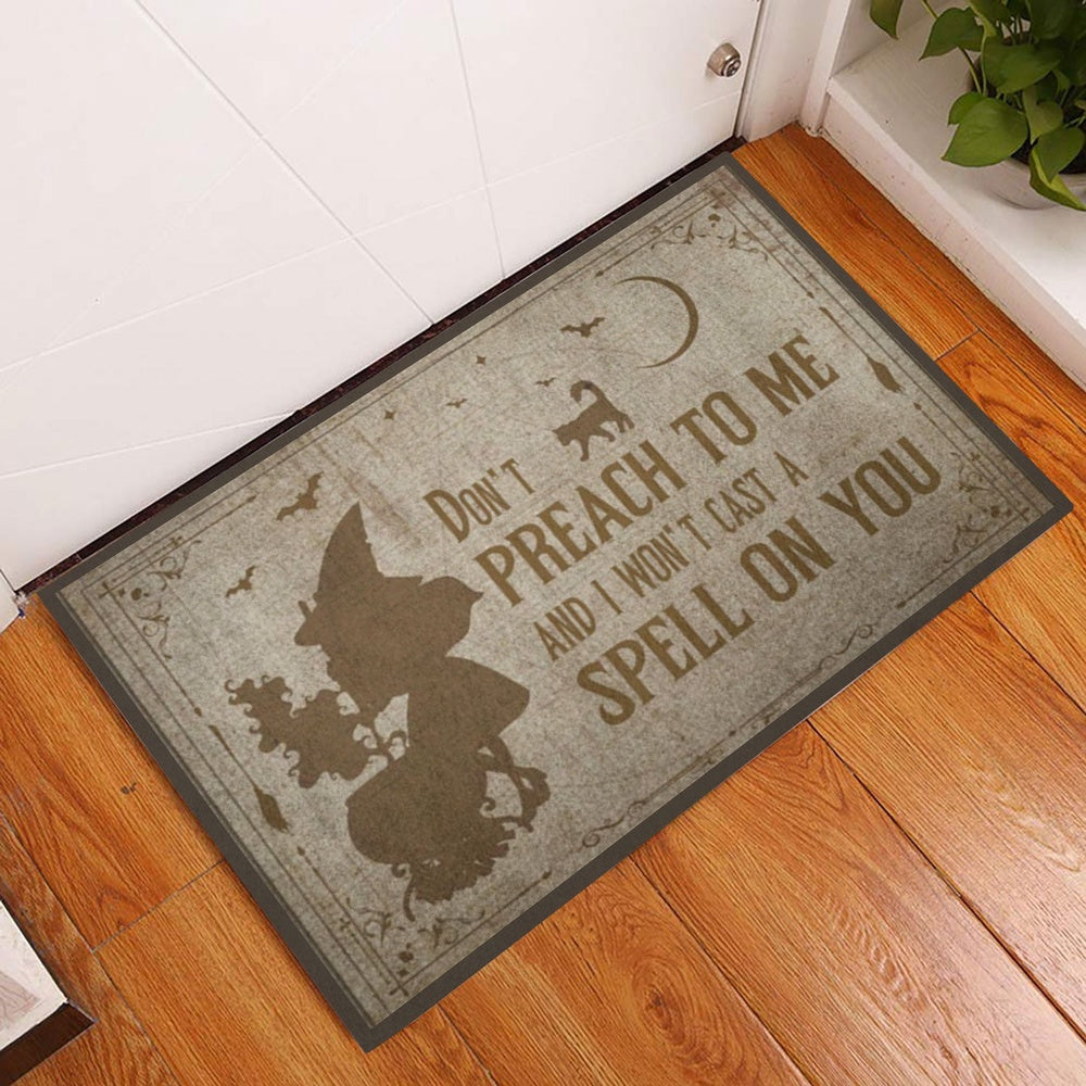 Wicca Welcome Doormat, Don't Preach To Me Wicca Witch Welcome Doormat, Indoor Outdoor Doormat Home Decor