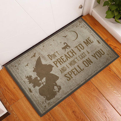 Wicca Welcome Doormat, Don't Preach To Me Wicca Witch Welcome Doormat, Indoor Outdoor Doormat Home Decor