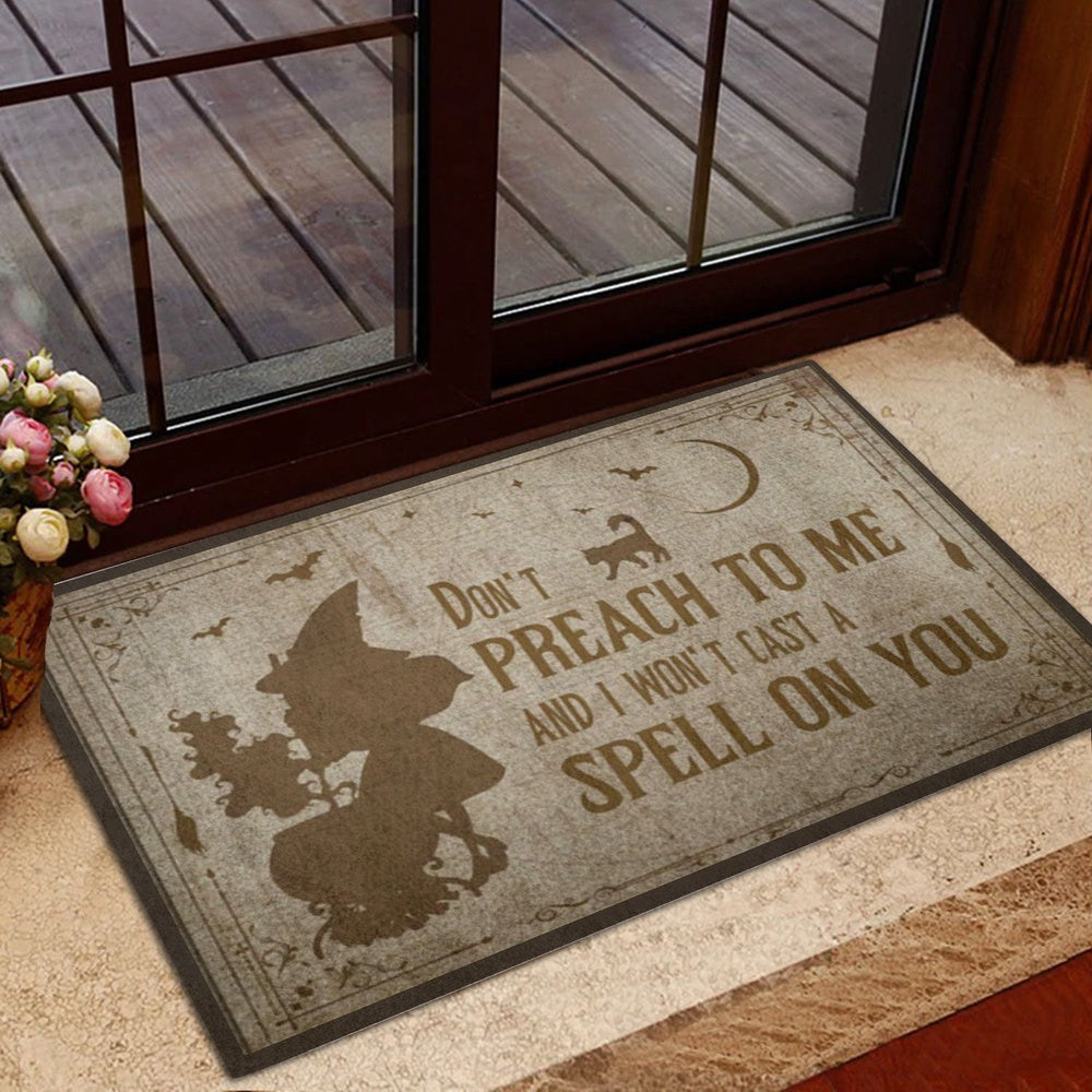 Wicca Welcome Doormat, Don't Preach To Me Wicca Witch Welcome Doormat, Indoor Outdoor Doormat Home Decor
