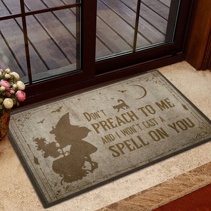Wicca Welcome Doormat, Don't Preach To Me Wicca Witch Welcome Doormat, Indoor Outdoor Doormat Home Decor