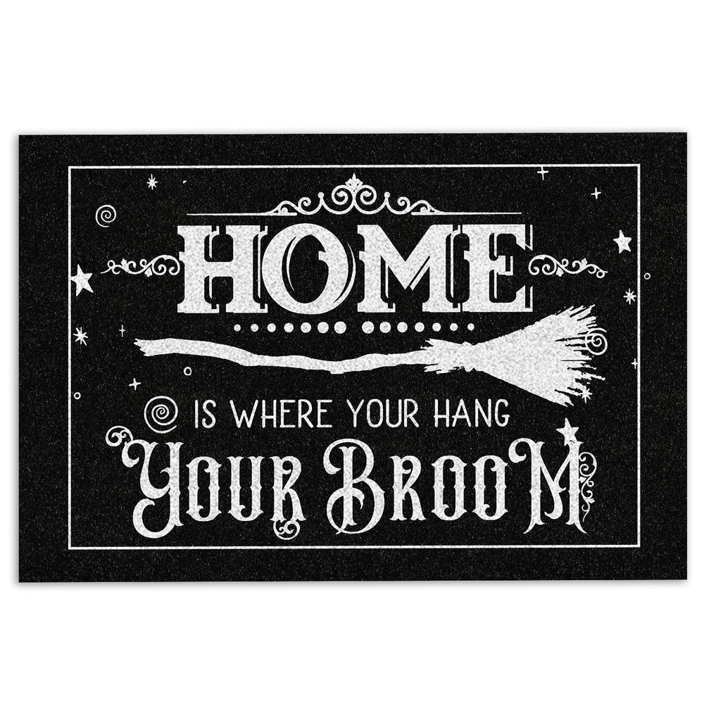 Wicca Welcome Doormat, Home is where you hang the broom Wicca Witch Magical Pagan Welcome Doormat, Indoor Outdoor Doormat Home Decor