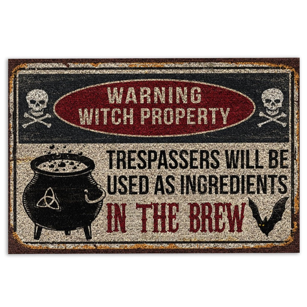 Wicca Welcome Doormat, Warning Wicca Witch Property Welcome Doormat, Indoor Outdoor Doormat Home Decor