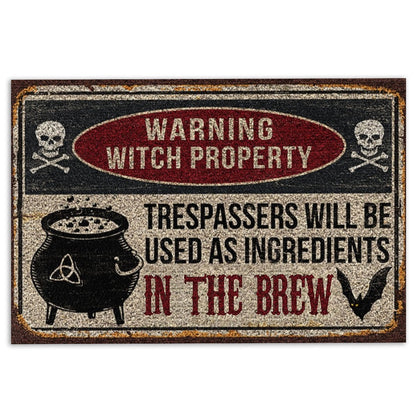Wicca Welcome Doormat, Warning Wicca Witch Property Welcome Doormat, Indoor Outdoor Doormat Home Decor