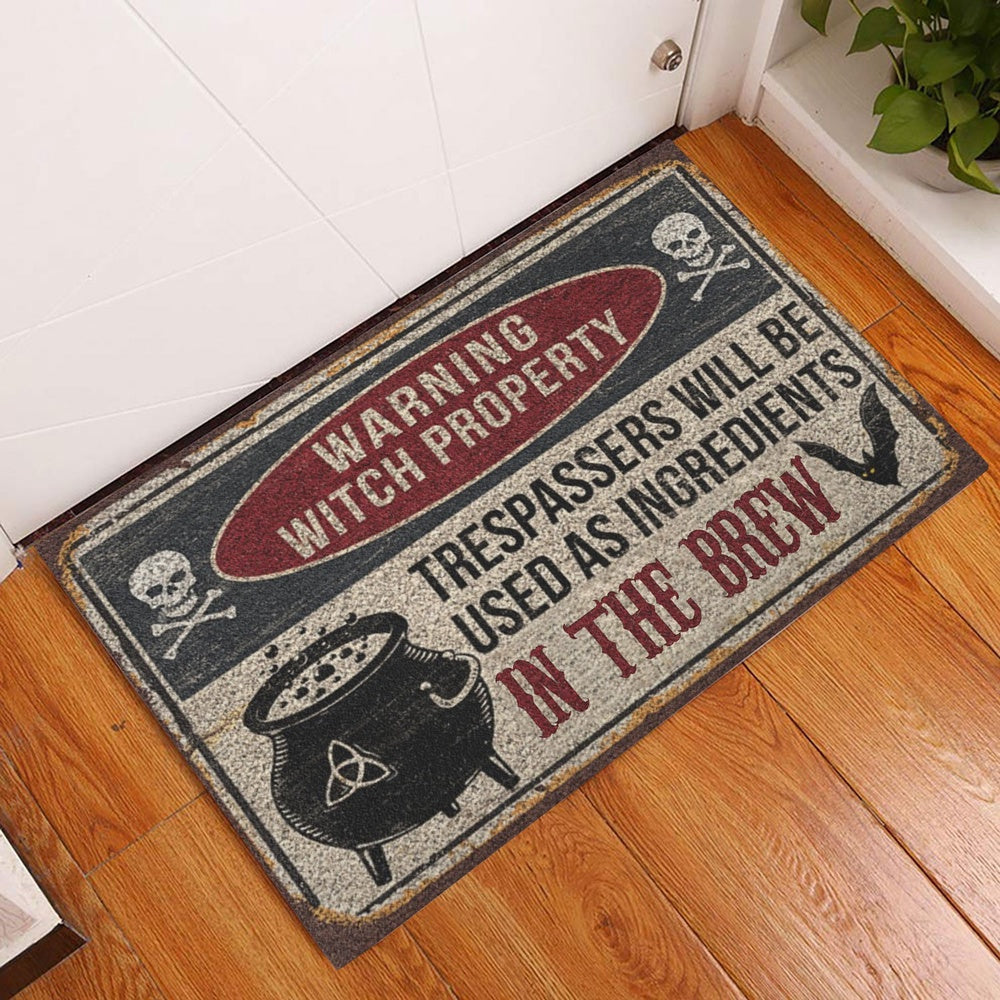 Wicca Welcome Doormat, Warning Wicca Witch Property Welcome Doormat, Indoor Outdoor Doormat Home Decor