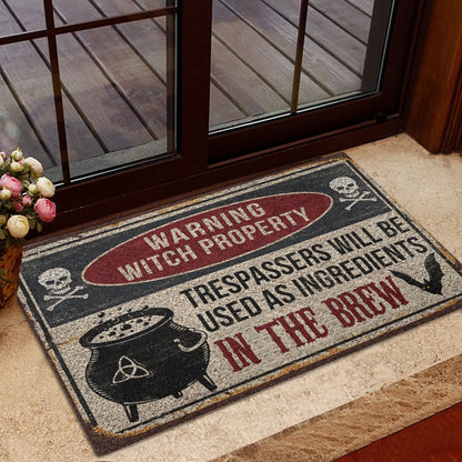 Wicca Welcome Doormat, Warning Wicca Witch Property Welcome Doormat, Indoor Outdoor Doormat Home Decor