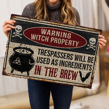 Wicca Welcome Doormat, Warning Wicca Witch Property Welcome Doormat, Indoor Outdoor Doormat Home Decor