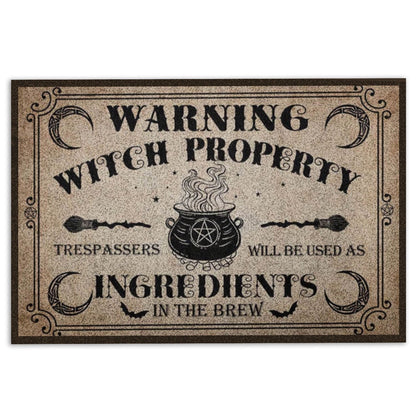 Wicca Welcome Doormat, Warning Witch Property Wicca Wiccan Welcome Doormat, Indoor Outdoor Doormat Home Decor