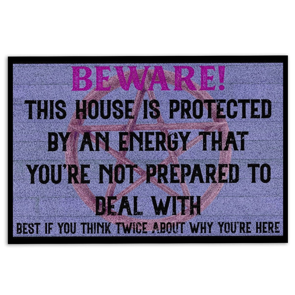 Wicca Welcome Doormat, Wicca Witch Beware This House Is Protected Welcome Doormat, Indoor Outdoor Doormat Home Decor