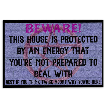 Wicca Welcome Doormat, Wicca Witch Beware This House Is Protected Welcome Doormat, Indoor Outdoor Doormat Home Decor