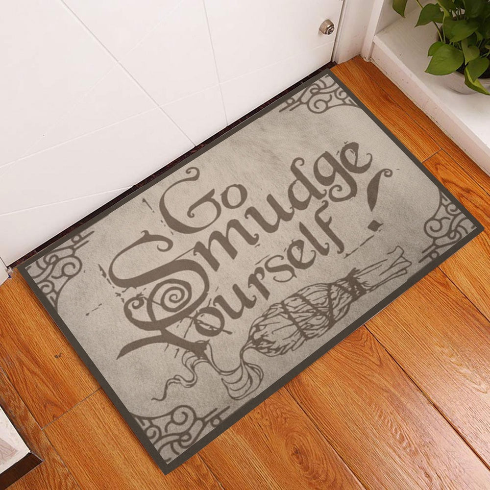 Wicca Welcome Doormat, Wicca Witch Go Smudge Yourself Welcome Doormat, Indoor Outdoor Doormat Home Decor