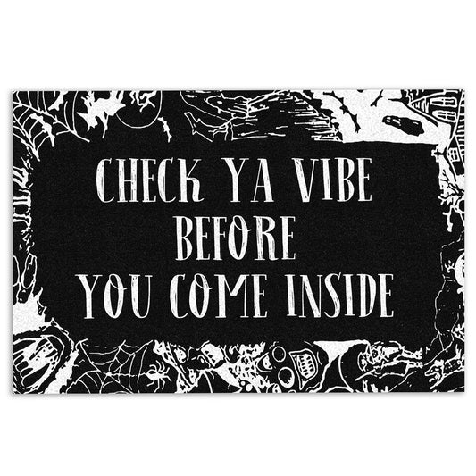 Wicca Welcome Doormat, Wicca Witch Magical Pagan Check Ya Vibe Before You Come Inside Welcome Doormat, Indoor Outdoor Doormat Home Decor