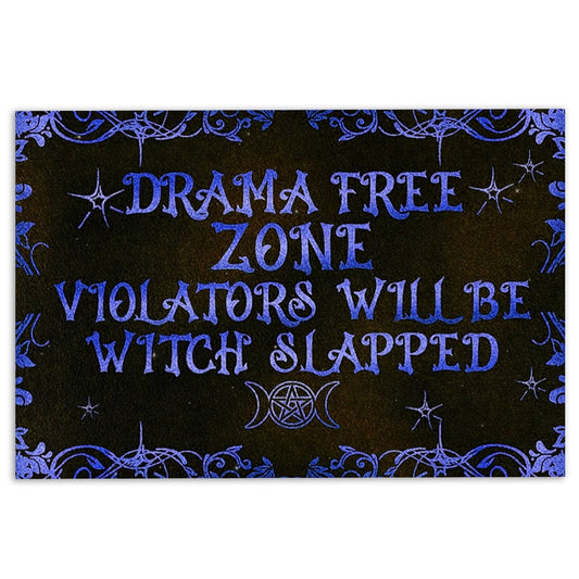 Wicca Welcome Doormat, Wicca Witch No Drama Zone Violators Will Be Witch Slapped Welcome Doormat, Indoor Outdoor Doormat Home Decor