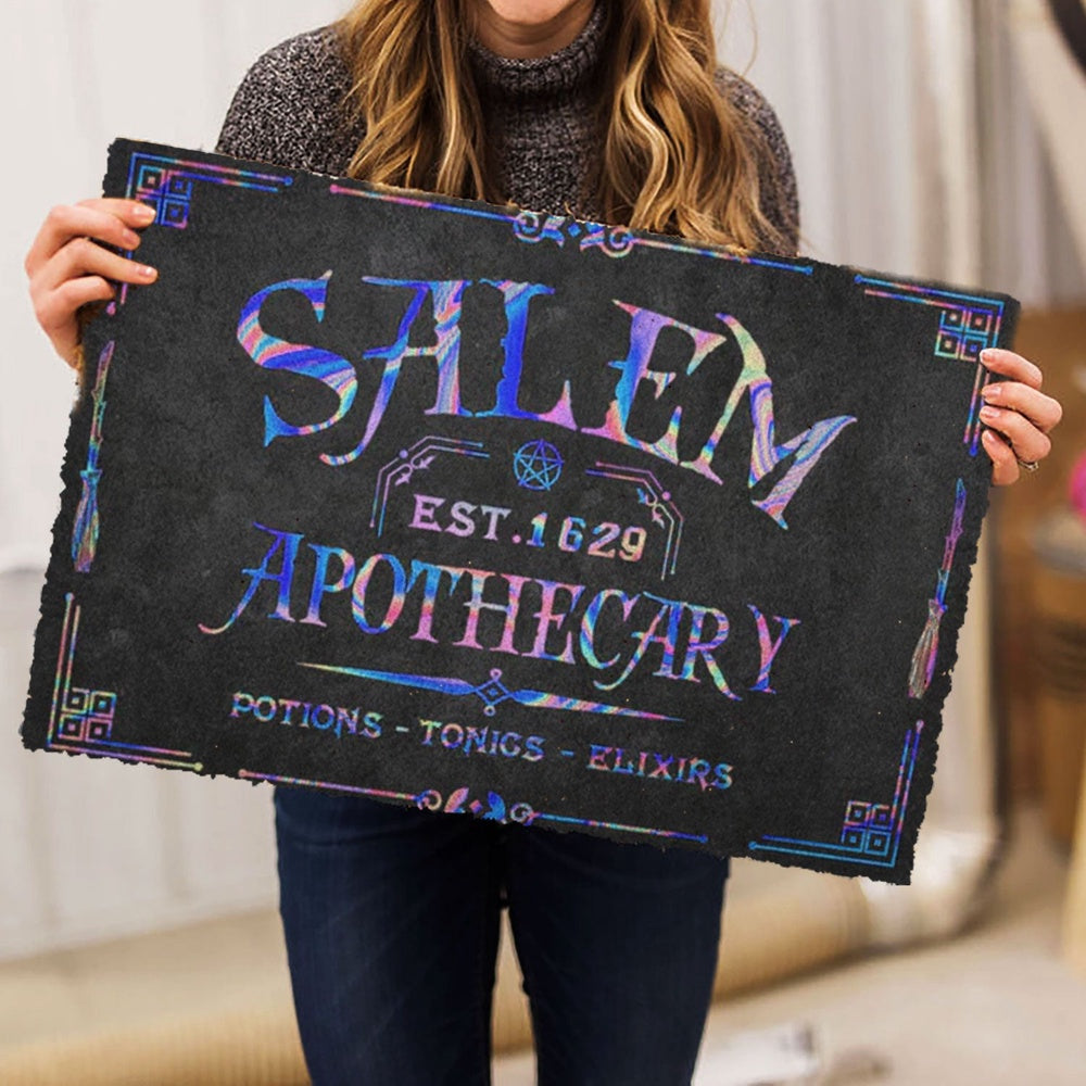 Wicca Welcome Doormat, Wicca Witch Salem Apothecary Welcome Doormat, Indoor Outdoor Doormat Home Decor