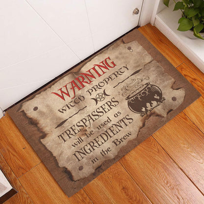 Wicca Welcome Doormat, Wicca Witch Warning Witch Properety Welcome Doormat, Indoor Outdoor Doormat Home Decor