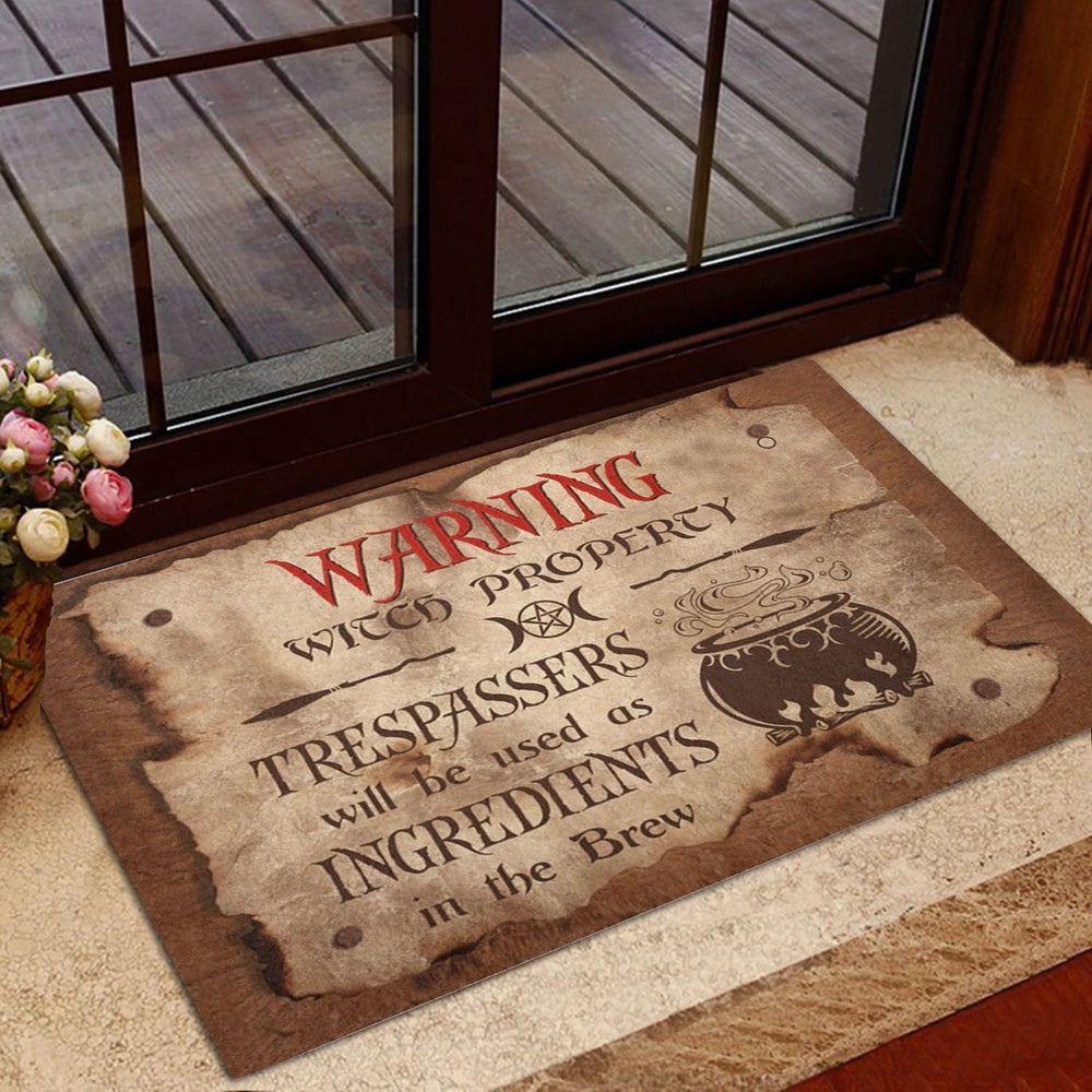 Wicca Welcome Doormat, Wicca Witch Warning Witch Properety Welcome Doormat, Indoor Outdoor Doormat Home Decor