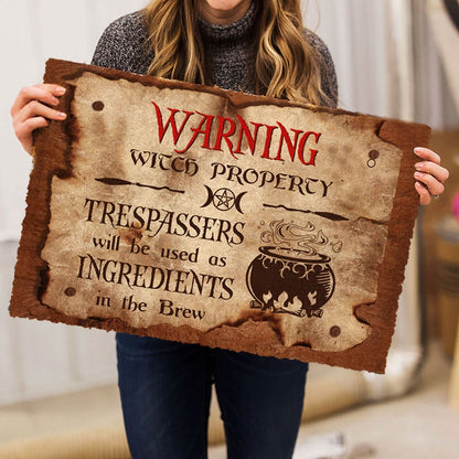 Wicca Welcome Doormat, Wicca Witch Warning Witch Properety Welcome Doormat, Indoor Outdoor Doormat Home Decor