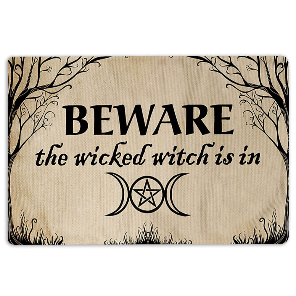 Wicca Welcome Doormat, Witch Beware The Witch Is In Wiccan Wicca Witch Welcome Doormat, Indoor Outdoor Doormat Home Decor