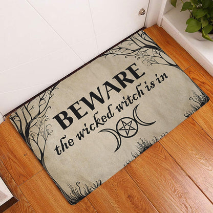 Wicca Welcome Doormat, Witch Beware The Witch Is In Wiccan Wicca Witch Welcome Doormat, Indoor Outdoor Doormat Home Decor