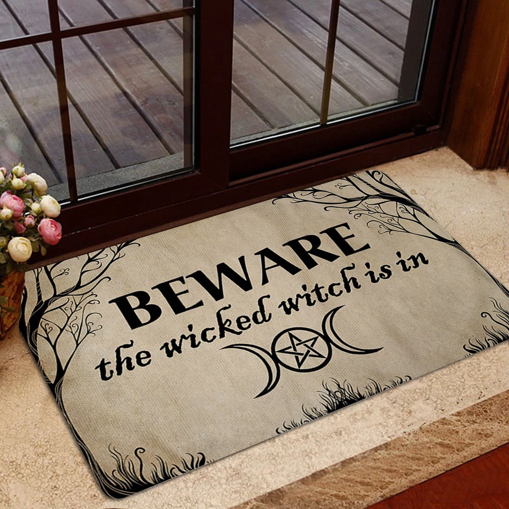 Wicca Welcome Doormat, Witch Beware The Witch Is In Wiccan Wicca Witch Welcome Doormat, Indoor Outdoor Doormat Home Decor