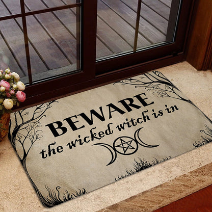 Wicca Welcome Doormat, Witch Beware The Witch Is In Wiccan Wicca Witch Welcome Doormat, Indoor Outdoor Doormat Home Decor