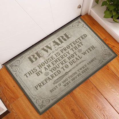 Wicca Welcome Doormat, Witch Beware This House Wicca Witch Welcome Doormat, Indoor Outdoor Doormat Home Decor