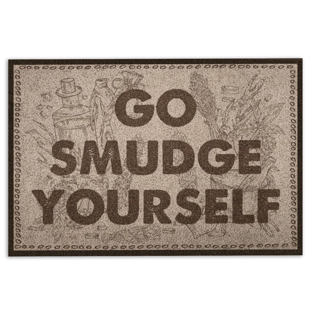 Wicca Welcome Doormat, Witch Go Smudge Yourself Wiccan Welcome Doormat, Indoor Outdoor Doormat Home Decor