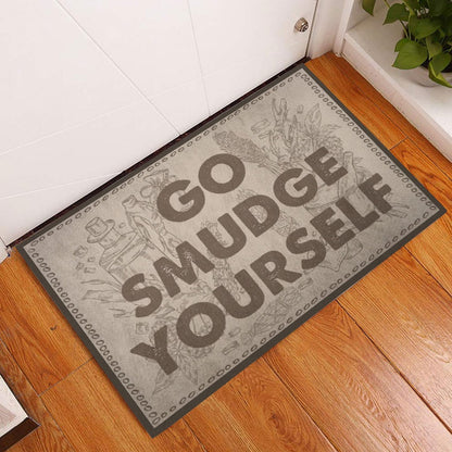 Wicca Welcome Doormat, Witch Go Smudge Yourself Wiccan Welcome Doormat, Indoor Outdoor Doormat Home Decor