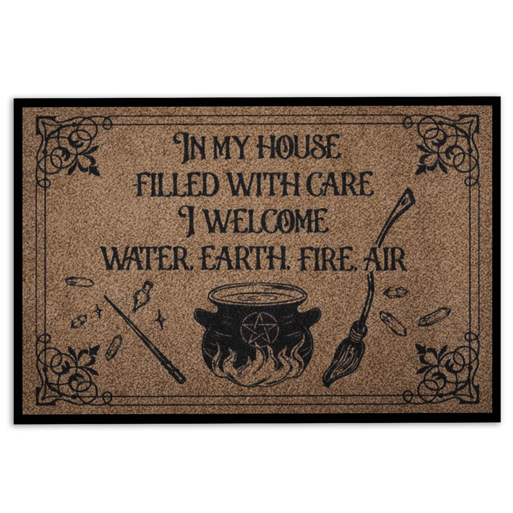 Wicca Welcome Doormat, Witch In My House Filled With Care Wicca Witch Welcome Doormat, Indoor Outdoor Doormat Home Decor