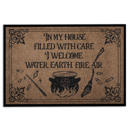 Wicca Welcome Doormat, Witch In My House Filled With Care Wicca Witch Welcome Doormat, Indoor Outdoor Doormat Home Decor