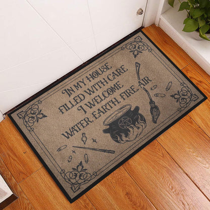 Wicca Welcome Doormat, Witch In My House Filled With Care Wicca Witch Welcome Doormat, Indoor Outdoor Doormat Home Decor