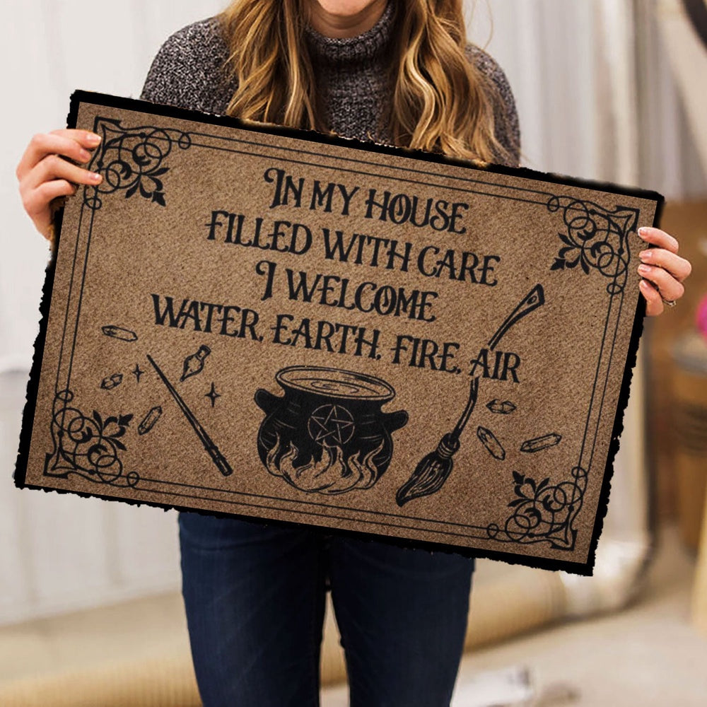 Wicca Welcome Doormat, Witch In My House Filled With Care Wicca Witch Welcome Doormat, Indoor Outdoor Doormat Home Decor