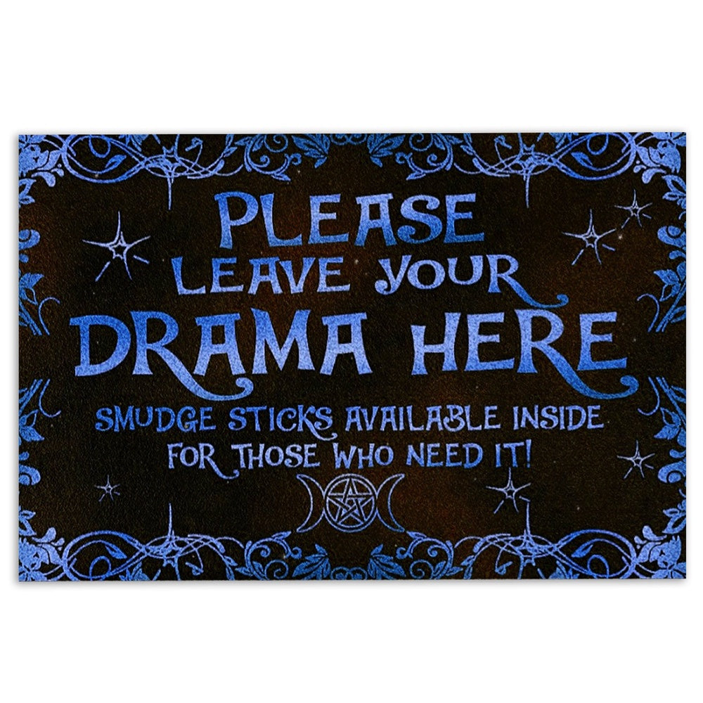 Wicca Welcome Doormat, Witch Leave Your Drama Here Wicca Witch Welcome Doormat, Indoor Outdoor Doormat Home Decor