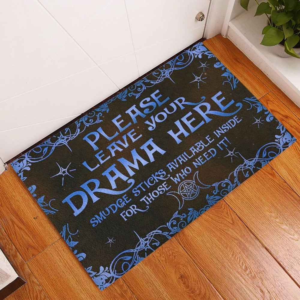 Wicca Welcome Doormat, Witch Leave Your Drama Here Wicca Witch Welcome Doormat, Indoor Outdoor Doormat Home Decor