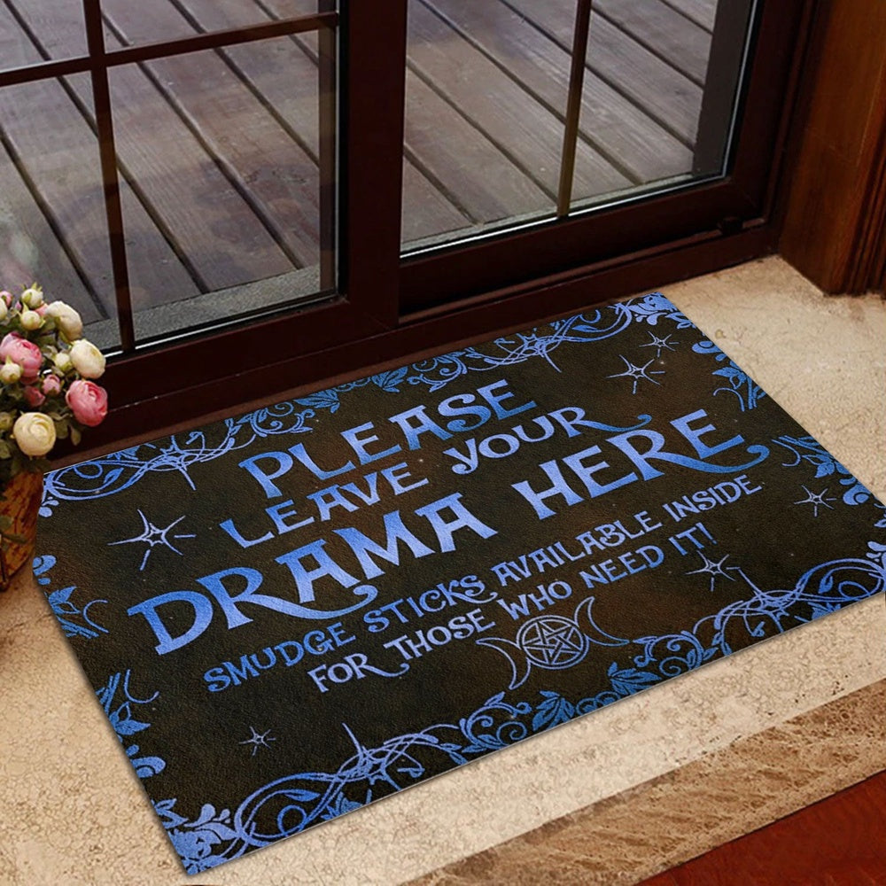 Wicca Welcome Doormat, Witch Leave Your Drama Here Wicca Witch Welcome Doormat, Indoor Outdoor Doormat Home Decor