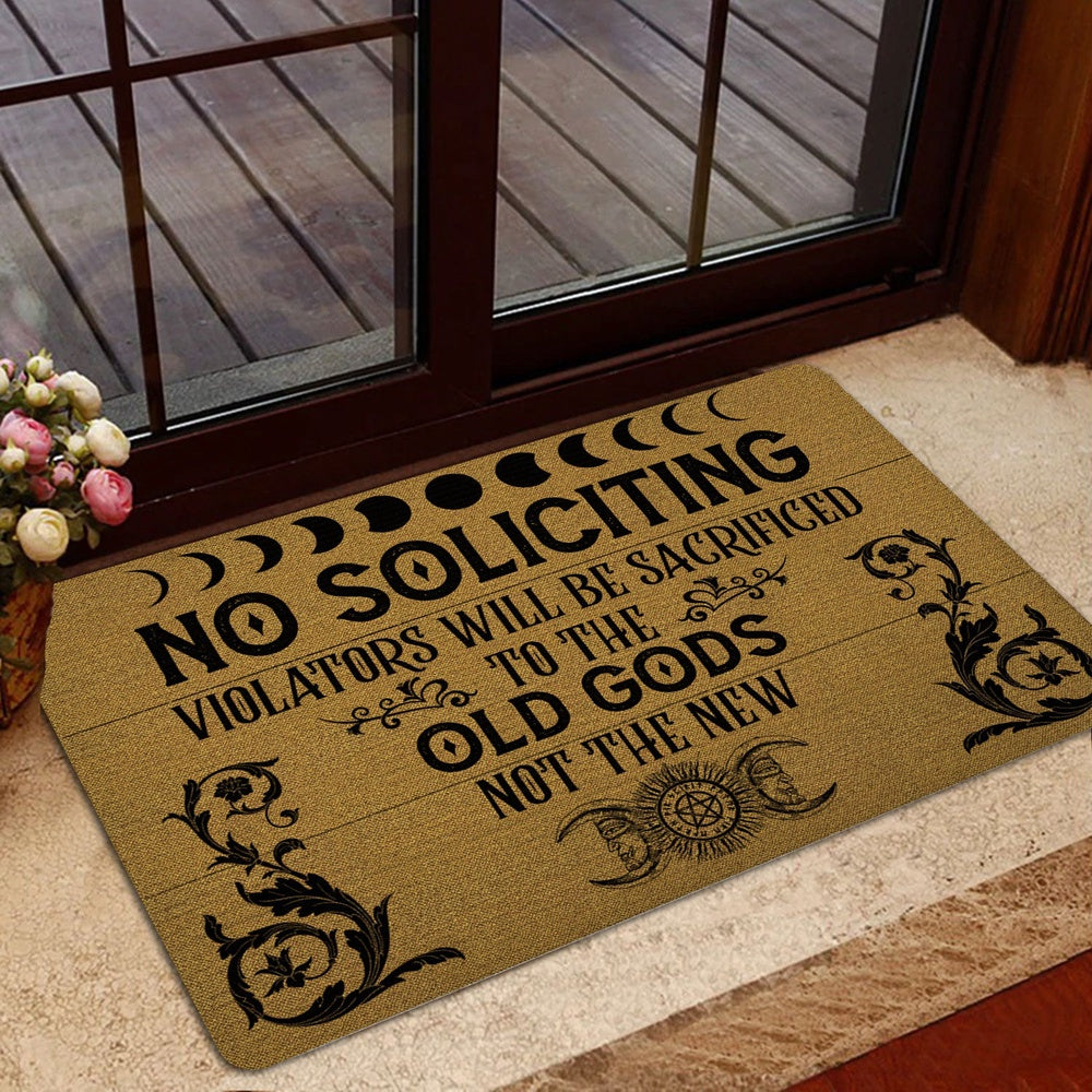 Wicca Welcome Doormat, Witch No Soliciting Old Gods Wiccan Wicca Witch Welcome Doormat, Indoor Outdoor Doormat Home Decor