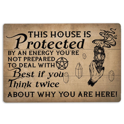 Wicca Welcome Doormat, Witch This House Is Protected Wiccan Wicca Witch Welcome Doormat, Indoor Outdoor Doormat Home Decor