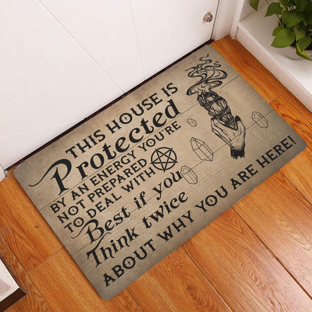 Wicca Welcome Doormat, Witch This House Is Protected Wiccan Wicca Witch Welcome Doormat, Indoor Outdoor Doormat Home Decor