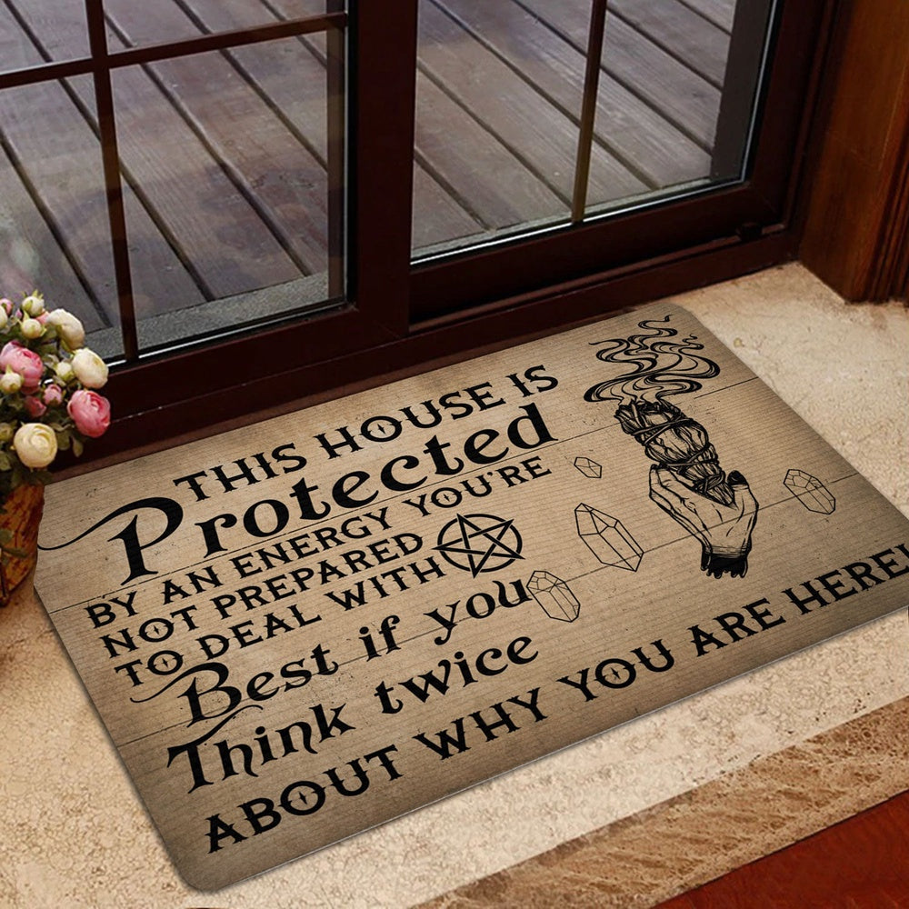 Wicca Welcome Doormat, Witch This House Is Protected Wiccan Wicca Witch Welcome Doormat, Indoor Outdoor Doormat Home Decor