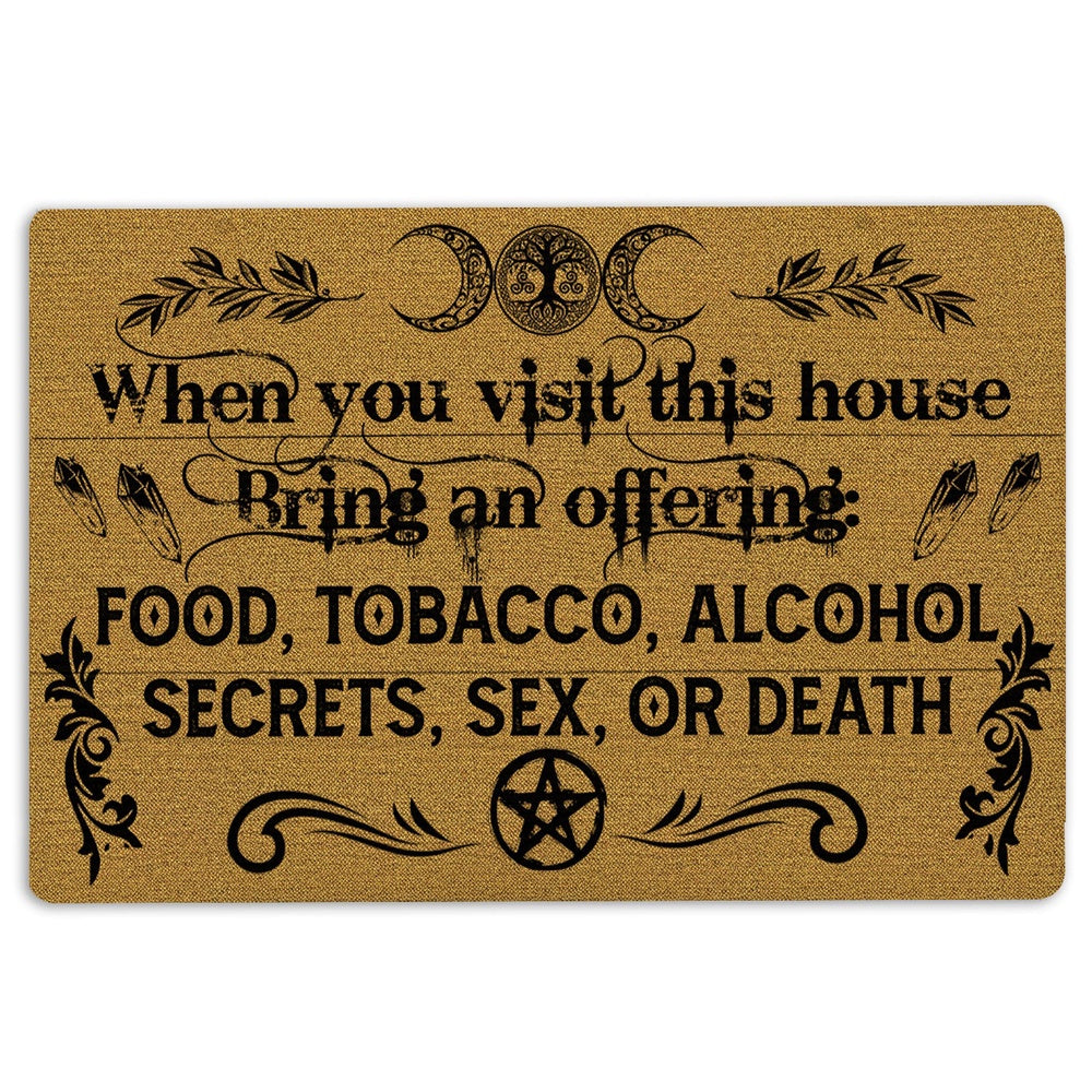 Wicca Welcome Doormat, Witch When You Visit House Bring An Offering Wicca Witch Welcome Doormat, Indoor Outdoor Doormat Home Decor