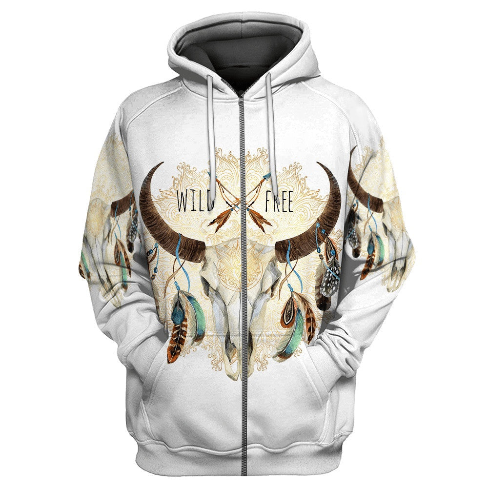 Wild Free Native American All Over Printed Hoodie, Native American Hoodie, 3D Native American Hoodie