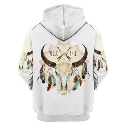 Wild Free Native American All Over Printed Hoodie, Native American Hoodie, 3D Native American Hoodie