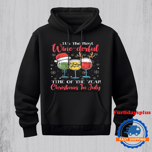Winederful Christmas in July Holiday Summer Beach Holiday Hoodie, Christmas T Shirt, Christmas Sweatshirt