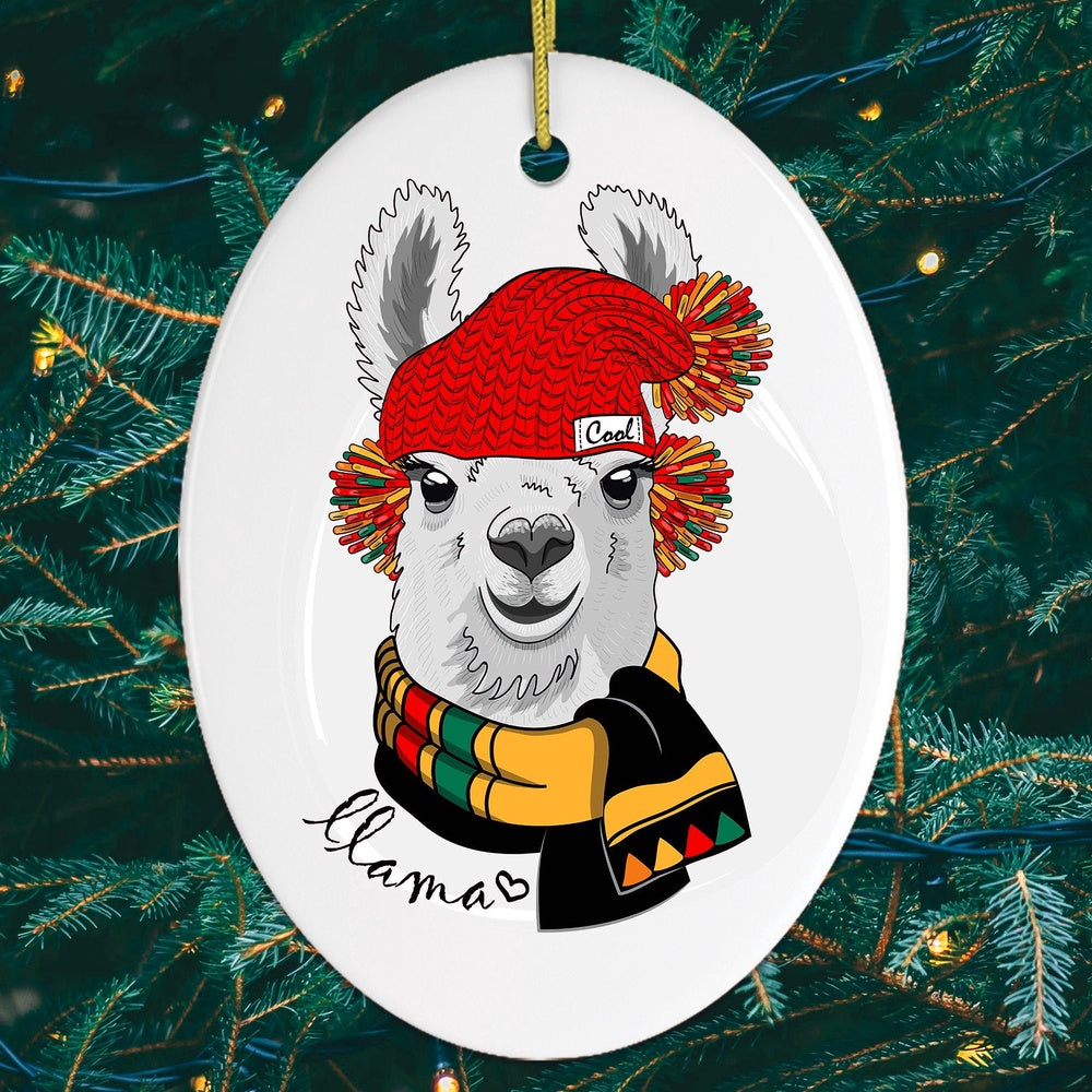 Winter Llama Ornament, Christmas Ornament